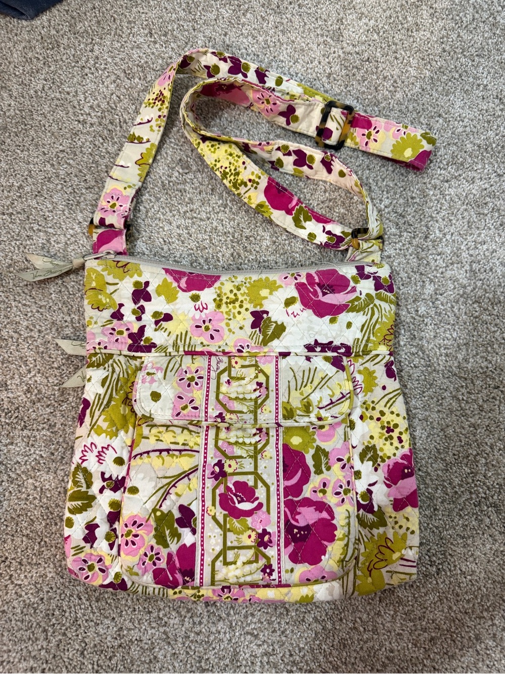 Vera Bradley Floral Crossbody Bag in Pink and Green